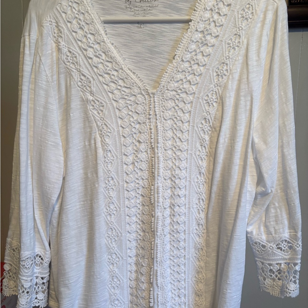 Chico's Soft White Cotton Blend Top